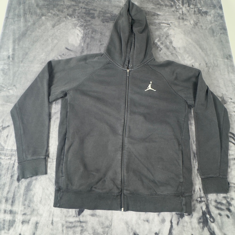 Jordan Full Zip Hoodie Mens XXL Black Jumpman Fleece Raglan‎ Sweatshirt 2802